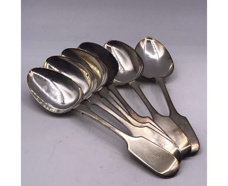 A Set of Six Hallmarked Silver Spoons, Chester 1860, makers mark ES.