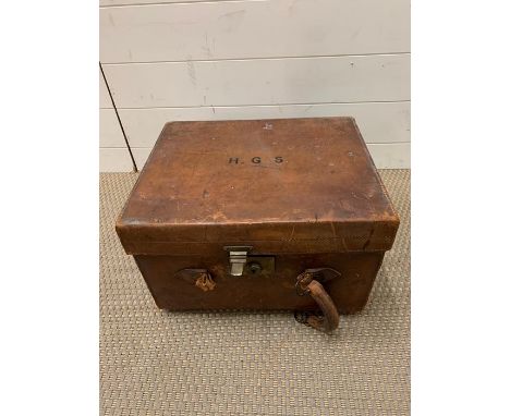 A Leather Travel Trunk initialled HGS
