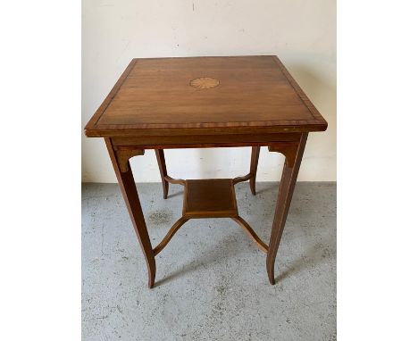 A square occasional table with shelf under and inlay detail