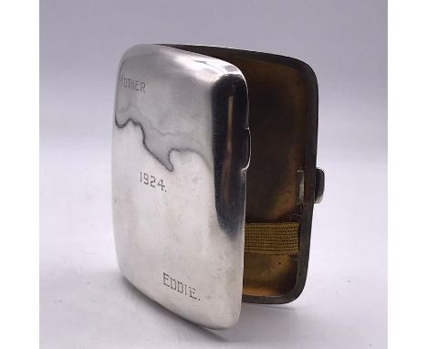 A Silver Cigarette case, Birmingham 1919, engraved makers mark Cornelius Desormeaux Saunders &amp; James Francis Holdings (Fr