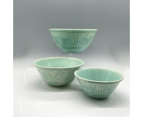 Raised tree and flower design on all bowls. Bowl sizes are small 3"H x 6" dia., medium 3.5"H x 8" dia. and large 4.25"H x 9.2