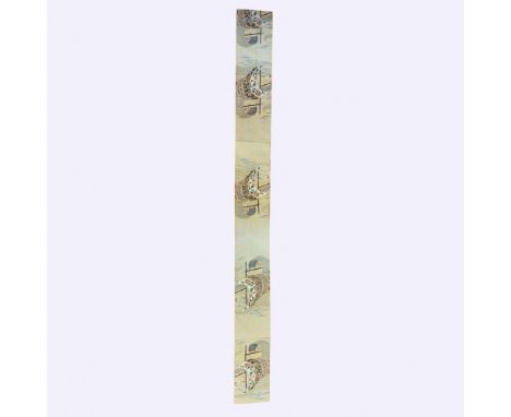 Stunning double-sided Japanese painting on silk fabric. One side features waves with various patterns, including touches of g