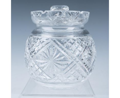 From the Samuel Miller Collection, this lidded biscuit barrel cookie jar features a diamond quilted pattern, intersecting lin
