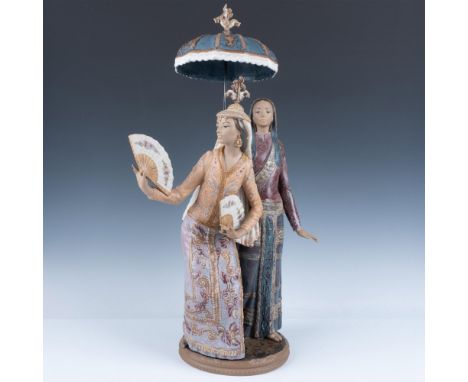Limited edition. Features a gorgeous duo of traditional Philippine ladies under a large umbrella. Gres finish. Signed V. Mart