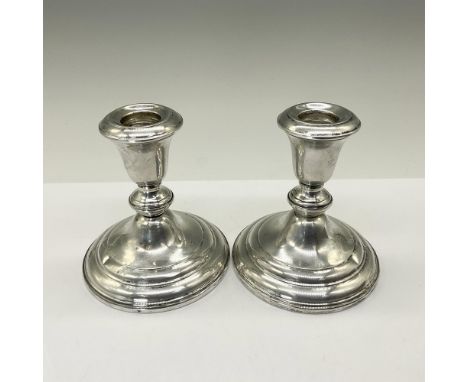 Vintage Sterling Silver Candle Holders by Revere Silversmiths. Marked on base Revere Silversmiths Sterling. Reinforced with c