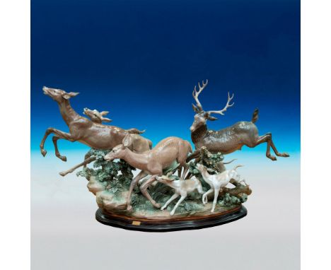 Presenting the "Pursued Deer" sculpture by Lladro, model number 1001377, a distinguished piece from their High Porcelain coll
