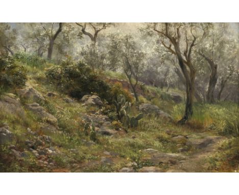 Edward Theodore Compton1849 London - 1921 FeldafingOlivenhain auf CapriR. u. signiert und Ortsbezeichnung Capri. Öl auf Lwd. 