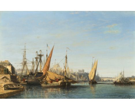 Jules Achille No?l1810 Nancy - 1881 Mustapha b. AlgierBoote im HafenR. u. signiert und Ortsbezeichnung Nantes. Öl auf Lwd. 30