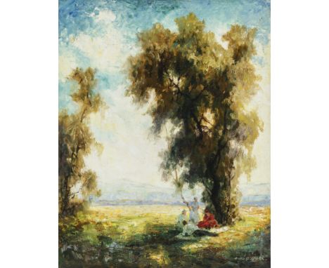 Otto Pippel1878 Lodz - 1960 MünchenPicknick im GrünenR. u. signiert. Öl auf Lwd. 62 x 49,5 cm. Min. besch. Rahmen min. besch.