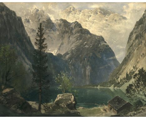Carl Millner1825 Mindelheim - 1895 MünchenGebirgsseeR. u. signiert und (18)72 datiert. Rücks. Etikett "Galerie Rommler, Leipz
