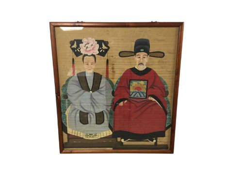 CHINESE FIGURAL PAINTING, 20TH CENTURY  watercolour, depicting an emperor and empress, each in traditional dress while posed 