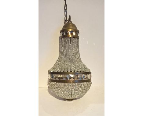 Regency Glass Bead / Brass Ceiling Light, 40cm height approx.