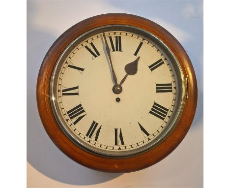 Early 20th Century Mahogany Cased  Railway Clock / English Dial Clock, good quality Fusee Movement