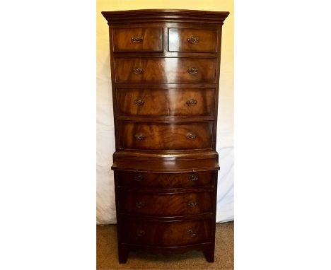 Mahogany Chest on Chest with Sliding Shelf