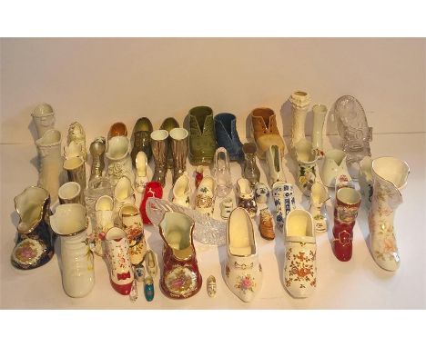 Large Collection of Victorian Miniature and More Recent Shoes including Spode, Limoges, etc. (57)