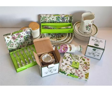 Portmeirion mainly 'Botanic Garden' Baking Set comprising 4 Graduated Dishes, 7 Plates 'Christmas 1993', 3 Pots with Wooden L