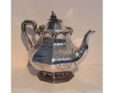 Victorian Silver Teapot, London 1850, Maker William Ker Reid, 750 grams approx.