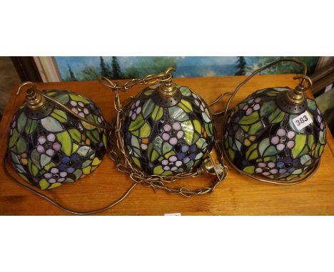 Leaded Effect Ceiling Light, Having three shades, With Hanging chain, Shades 20cm wide