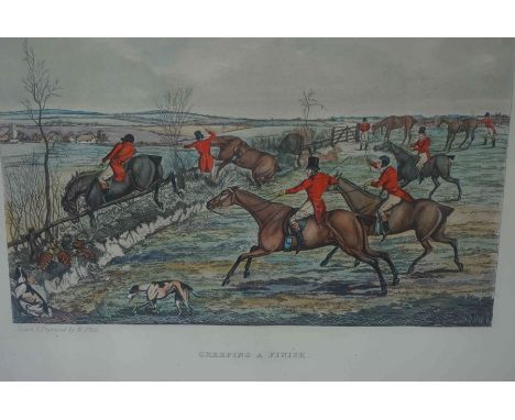 After H.Alkin, Hunting Qualifications, Set of Six Hunting Prints, Titled "Creeping a Finish" "Getting Over" "Getting Away" "A