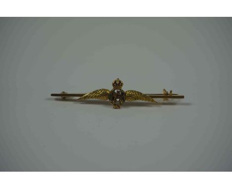 R.A.F 9ct Gold Sweetheart Brooch, Having Enamel decoration, Stamped 9ct, Gross weight 3.4 grams