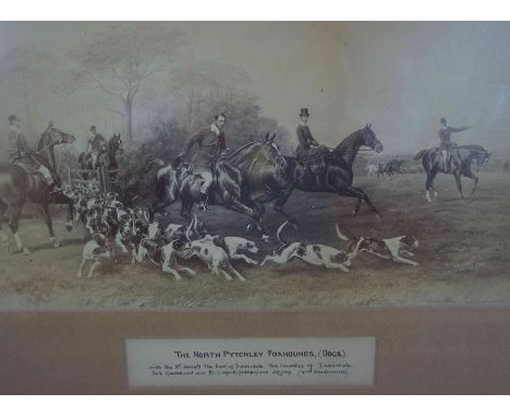 W H Hopkins & E Havell "The North Pytchley Foxhounds (Dogs)" Black & White Print, 17.5cm x 29cm, Also with a set of four Hunt