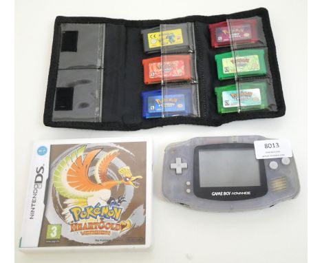 Gameboy Advance and 7 games, Pokémon Ruby, Pokémon Leaf Green, Pokémon Emerald, Pokémon Sapphire, Pokémon Fire Red, Monster I