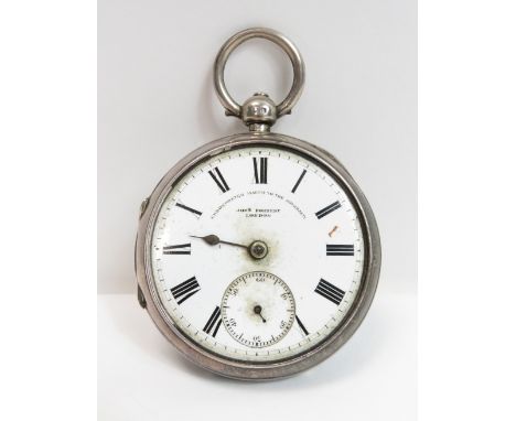 John Forrest, London, a silver open faced pocket watch, the signed white enamel dial with black Roman numerals, the three pie