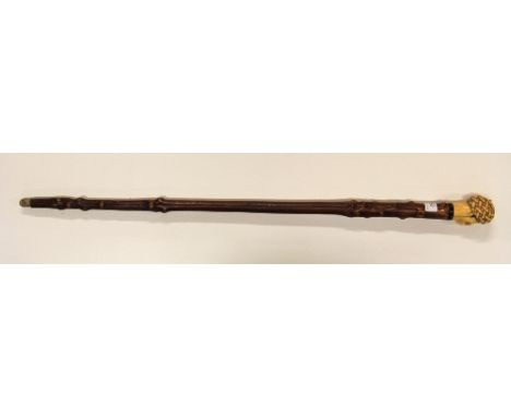 A superb early 19th century carved ivory Turks head walking stick, L 85cm