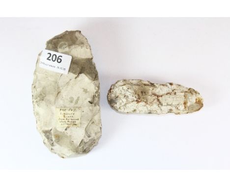 A large Palaeolithic stone axe head excavated in Sussex, Richardson collection originally Prof Sir Lucas White-King (1856 - 1