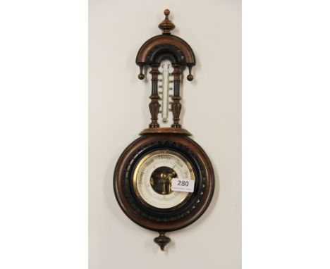 A pretty wall mounted barometer/thermometer, H 43cm