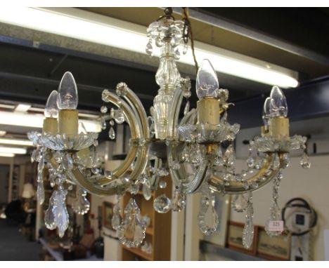An 8 branch crystal chandelier light fitting, Dia 63cm