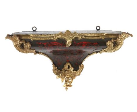 Konsole einer Boulle-PenduleFrankeich, 2. Hälfte 19. Jh., Uhrenkonsole im Louis XV-Stil aus Holz mit Furnier in Schildpattopt