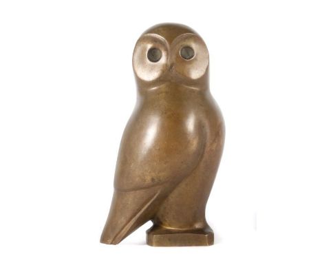 Jäger-Uhthoff, IngeBreslau 1902/05 - 1995 Bielefeld, Tierbildhauerin. "Eule", Bronze, vollplastische, abstrahierte Tierdarste