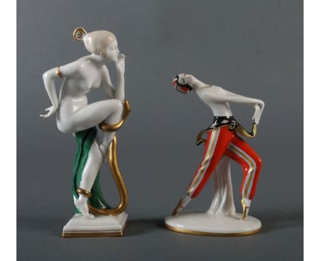 Paar Figuren"Tänzerin", E: Arthur Möller 1928, A: Porzellanfabrik Goebel, Rödental, um 1930, Porzellan glasiert und in Aufgla