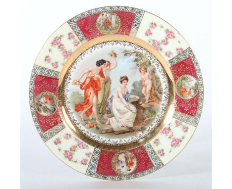 ZiertellerA: Erdmann  Schlegelmilch, Suhl,  Anfang 20. Jh., in der Art von Alt-Wien, E:19./A.20. Jh., Porzellan, die Fahne au