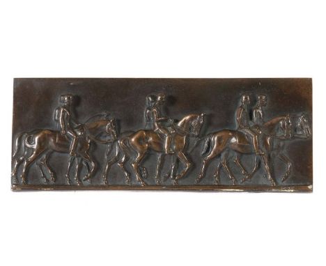 Encke, EberhardPotsdam 1881 - 1936 Berlin, deutscher Bildhauer und Medailleur. "Reiterzug", Bronze, reliefierte Darstellung e