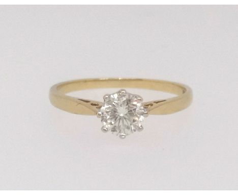 An 18ct single stone diamond ring, set with brilliant cut diamond, approx 0.50ct, colour K/l, clarity SI2, size P, with copy 