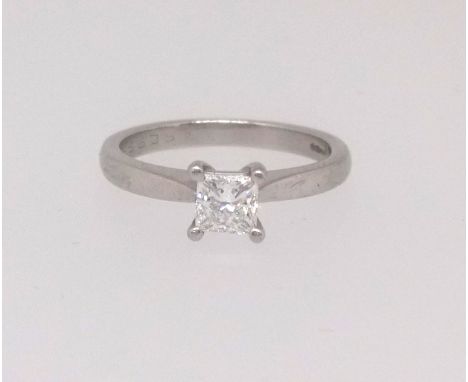 A platinum diamond solitaire ring with GIA certificate dated 2007, diamond grade I/F internally flawless, colour D, 0.35ct, c