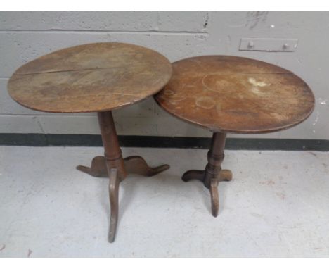 Two 19th century oak tripod tables 