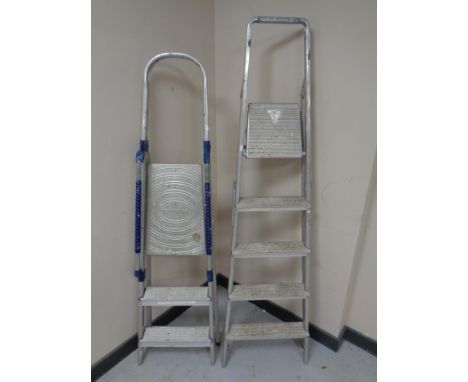 Two folding aluminium step ladders 