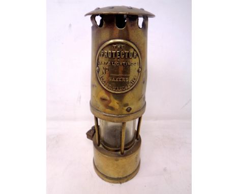 An Eccles Protector brass miner's lamp 
