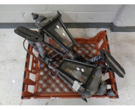 A crate of pair of Victorian style street lamp brackets 