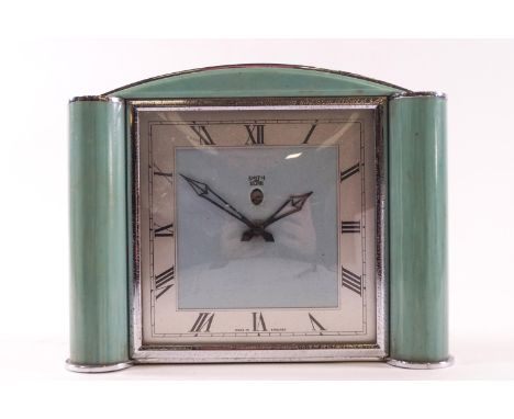 A Smiths electric mantel clock with square dial and art deco style case, 17cm high, 21cm wide