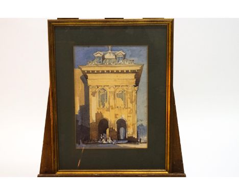 Laurence Irving, Architectural sketch, pen and watercolour, 34.5cm x 24cm