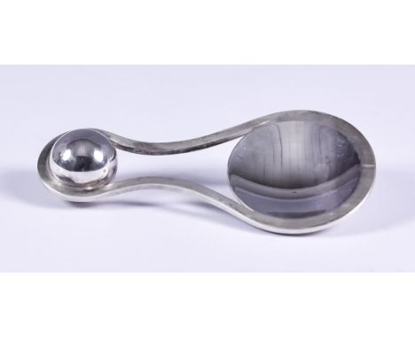 An Elizabeth II Silver "Ball and Bowl" Caddy Spoon, by Benjamin James Ryan, London 2018, polished bowl and ball finial, withi
