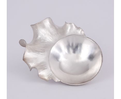 ***An Elizabeth II Silver "Kelp" Caddy Spoon, by Rauni Higson, London 2015, with plain circular bowl, shaped and textured han