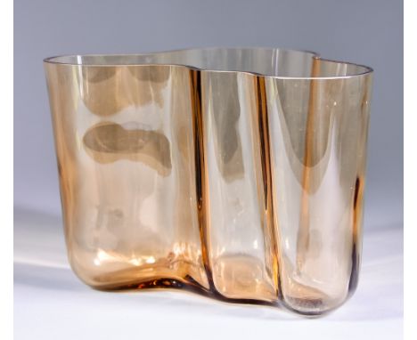 Alvar Aalto (1896-1976) for Littala - Savoy vase in amber tint 8ins wide x 5.5ins high, with etched mark to base and date 193