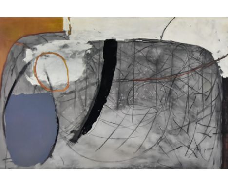 *** Roger Hilton (1911-1975) - Lithograph in colour - "March 1960 Grey and White with Ochre", 18.5ins x 28ins, framed and gla