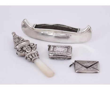George IV Silver Rectangular Vinaigrette and Mixed Silver, the vinaigrette by CS, Birmingham 1821, with floral borders, the c
