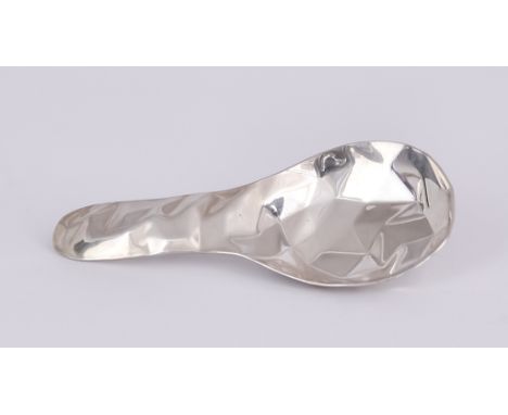An Elizabeth II Silver "Faceted" Caddy Spoon, by Kathryn Hinton, Edinburgh 2016, the whole of faceted form, 3.25ins overall, 